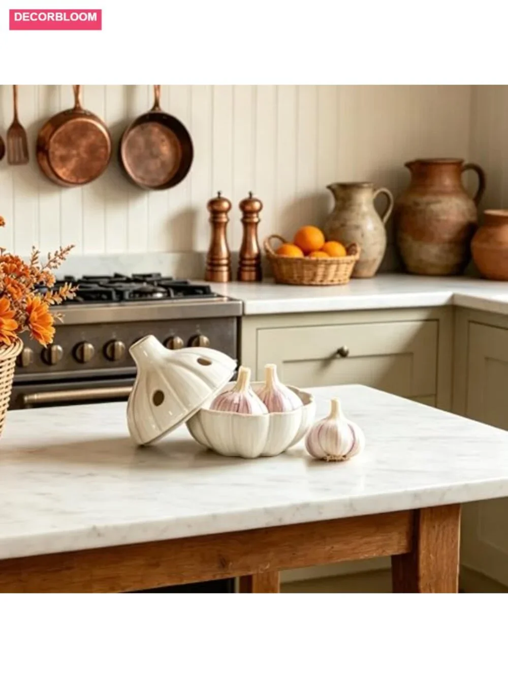 Ceramic Garlic Keeper Storage Jar with Vented Lid